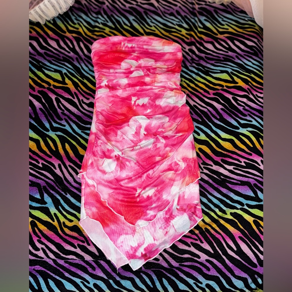 Pink Tie-Dye tube dress